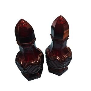 Avon 1876 Cape Cod Collection Ruby Red Glass Salt Plus Pepper Shakers Set